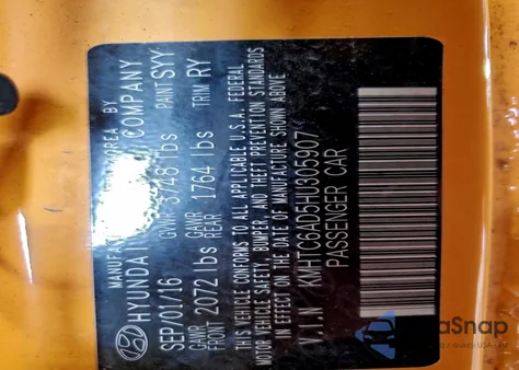 2017 Hyundai Veloster z USA, uszkodzony, nr VIN KMHTC6AD5HU305907